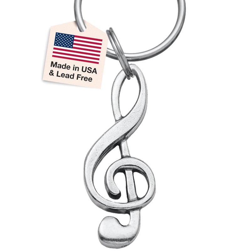 DANFORTH â€“ Music Note Keyring, 2â€ â€“ G Clef - Lanyard, Bag & Backpack Keychains For Men, Women, Teens â€“ Marching Band, Rock Band, Musician & DJ Charms â€“ Split Key Ring â€“ Made In USA - Image 1